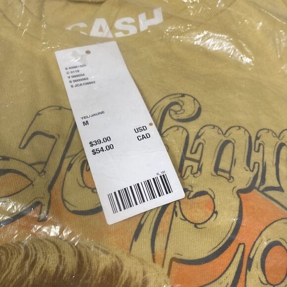 NEW Johnny Cash Urban Outfitters UO Yellow Baby Shirt T-Shirt Tee M L - Picture 3 of 3